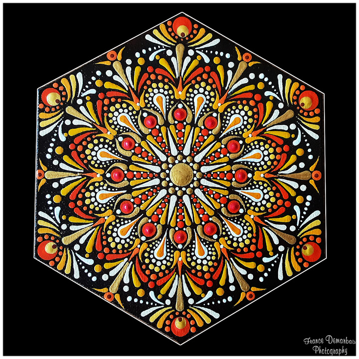 MANDALA 113 - toile hexagonale 20cm